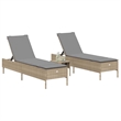 vidaXL PE Rattan Adjustable Armrests Sun Lounger Set in Beige