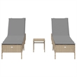 vidaXL PE Rattan Adjustable Armrests Sun Lounger Set in Beige