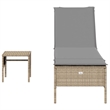 vidaXL PE Rattan Adjustable Armrests Sun Lounger Set in Beige