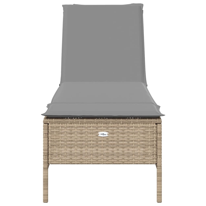 vidaXL PE Rattan Adjustable Armrests Sun Lounger Set in Beige