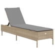 vidaXL PE Rattan Adjustable Armrests Sun Lounger Set in Beige