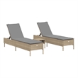 vidaXL PE Rattan Adjustable Armrests Sun Lounger Set in Beige