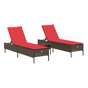 vidaXL Patio  Sun Lounger Set in Brown and Red