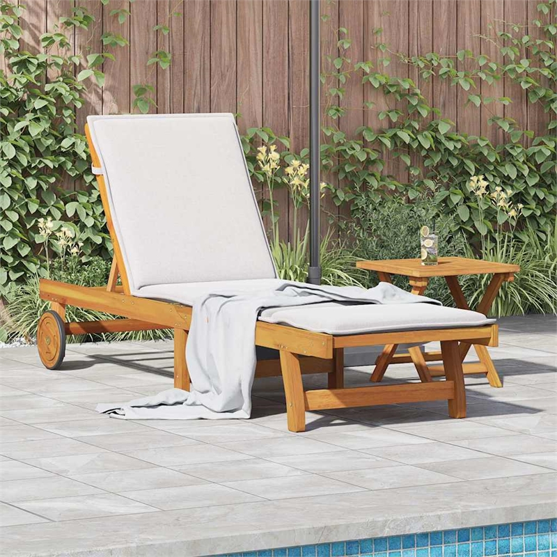 vidaXL Solid Acacia Wood Standard Foldable Sun Lounger in Brown (Set of 2)