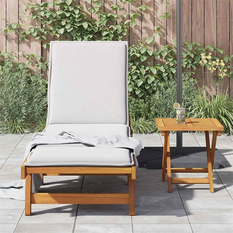 vidaXL Solid Acacia Wood Standard Foldable Sun Lounger in Brown (Set of 2)