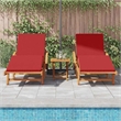 vidaXL Solid Acacia Wood Sun Lounger in Red (Set of 2)