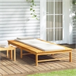 vidaXL Solid Acacia Wood and Polyester Large Sun Lounger in Cream White