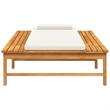 vidaXL Solid Acacia Wood and Polyester Large Sun Lounger in Cream White