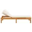 vidaXL Solid Acacia Wood and Polyester Large Sun Lounger in Cream White