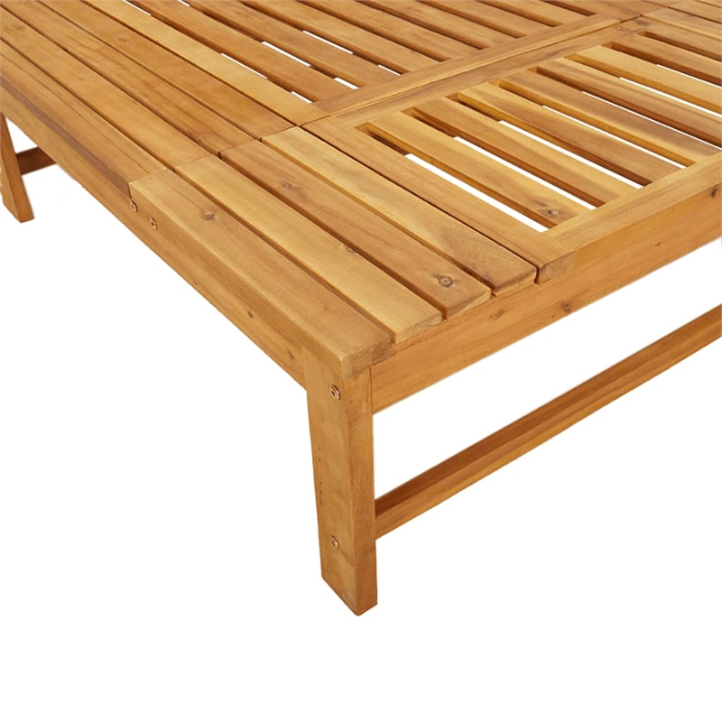vidaXL Solid Acacia Wood and Polyester Large Sun Lounger in Cream White