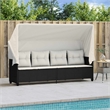 vidaXL PE Rattan Large Retractable Sun Lounger in Black