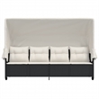 vidaXL PE Rattan Large Retractable Sun Lounger in Black