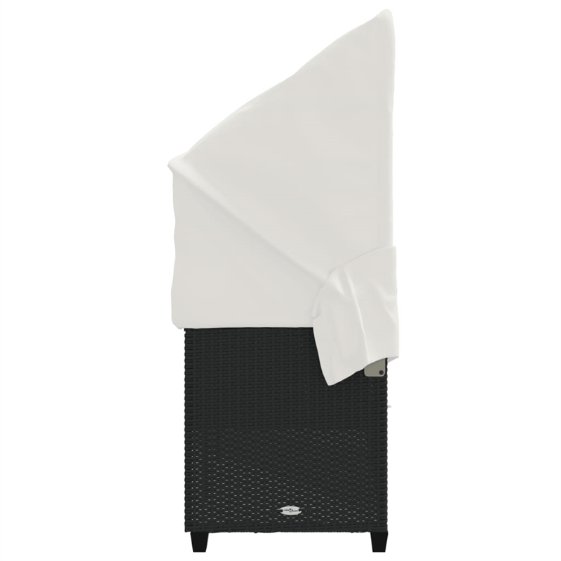 vidaXL PE Rattan Large Retractable Sun Lounger in Black