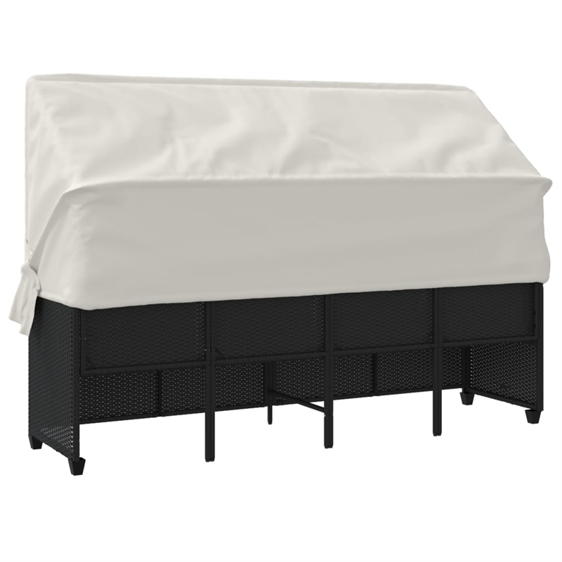 vidaXL PE Rattan Large Retractable Sun Lounger in Black