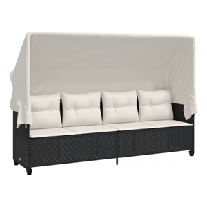 vidaXL PE Rattan Large Retractable Sun Lounger in Black