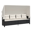 vidaXL PE Rattan Large Retractable Sun Lounger in Black