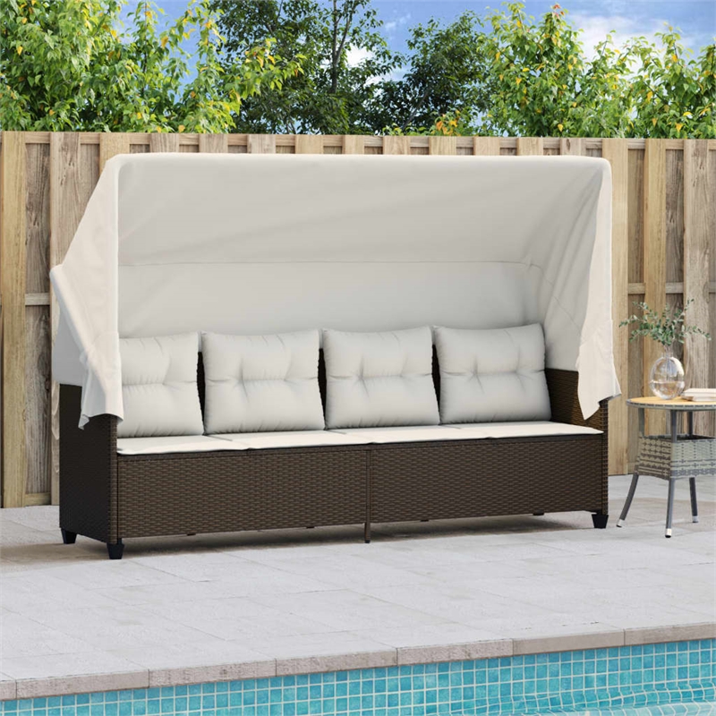 vidaXL Sun Lounger in Brown and Cream White