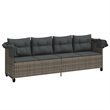vidaXL PE Rattan Steel Cushion Sun Lounger in Gray