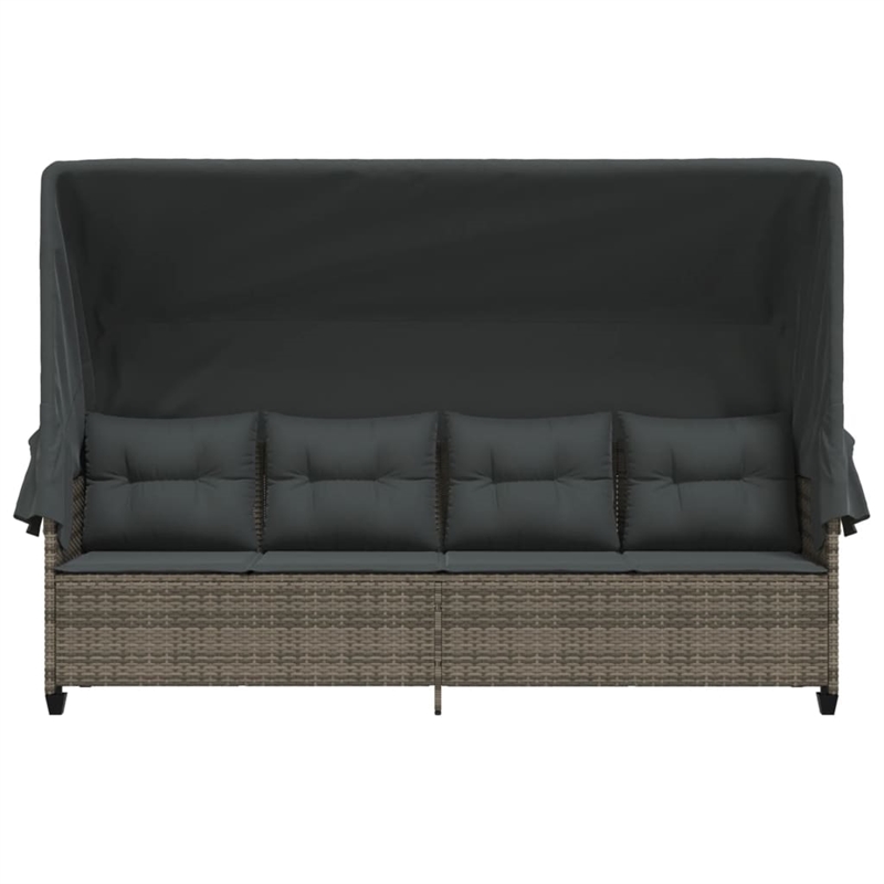 vidaXL PE Rattan Steel Cushion Sun Lounger in Gray