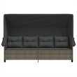 vidaXL PE Rattan Steel Cushion Sun Lounger in Gray