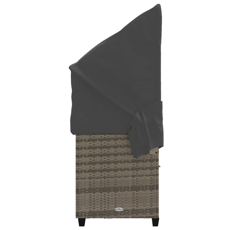 vidaXL PE Rattan Steel Cushion Sun Lounger in Gray