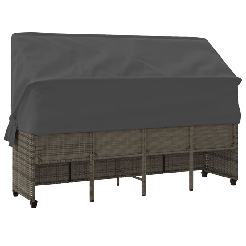 vidaXL PE Rattan Steel Cushion Sun Lounger in Gray