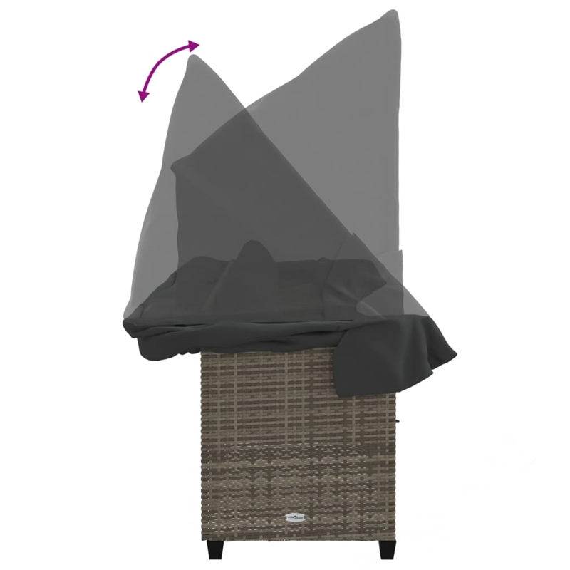 vidaXL PE Rattan Steel Cushion Sun Lounger in Gray