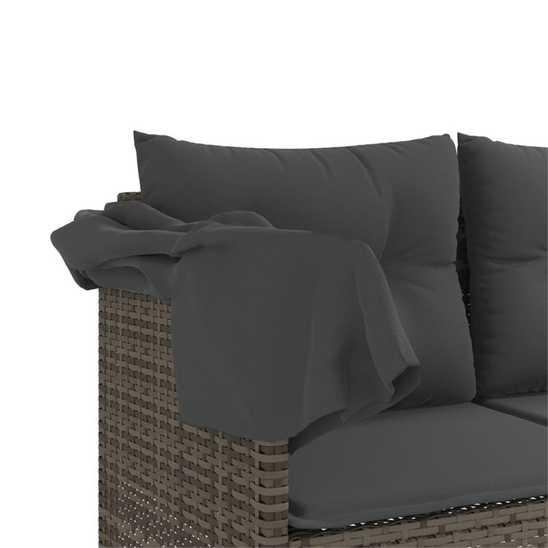 vidaXL PE Rattan Steel Cushion Sun Lounger in Gray