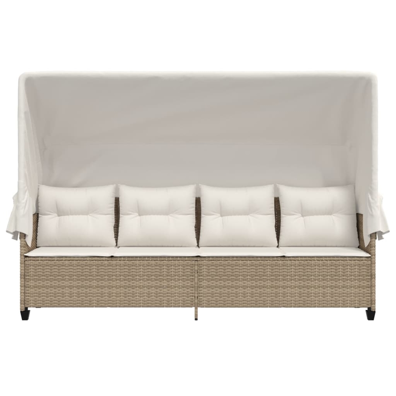 vidaXL Poly Rattan Large Sun Lounger w/ Armrests in Beige