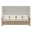 vidaXL Poly Rattan Large Sun Lounger w/ Armrests in Beige