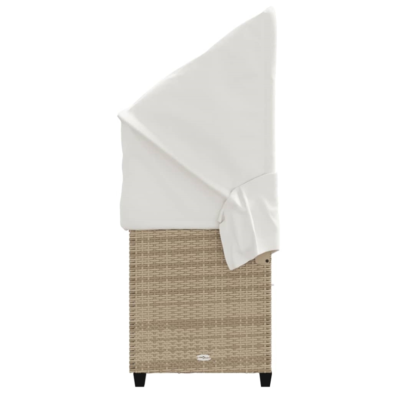 vidaXL Poly Rattan Large Sun Lounger w/ Armrests in Beige