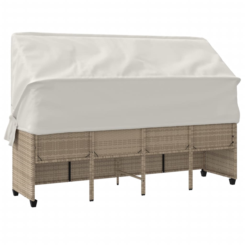 vidaXL Poly Rattan Large Sun Lounger w/ Armrests in Beige