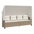 vidaXL Poly Rattan Large Sun Lounger w/ Armrests in Beige
