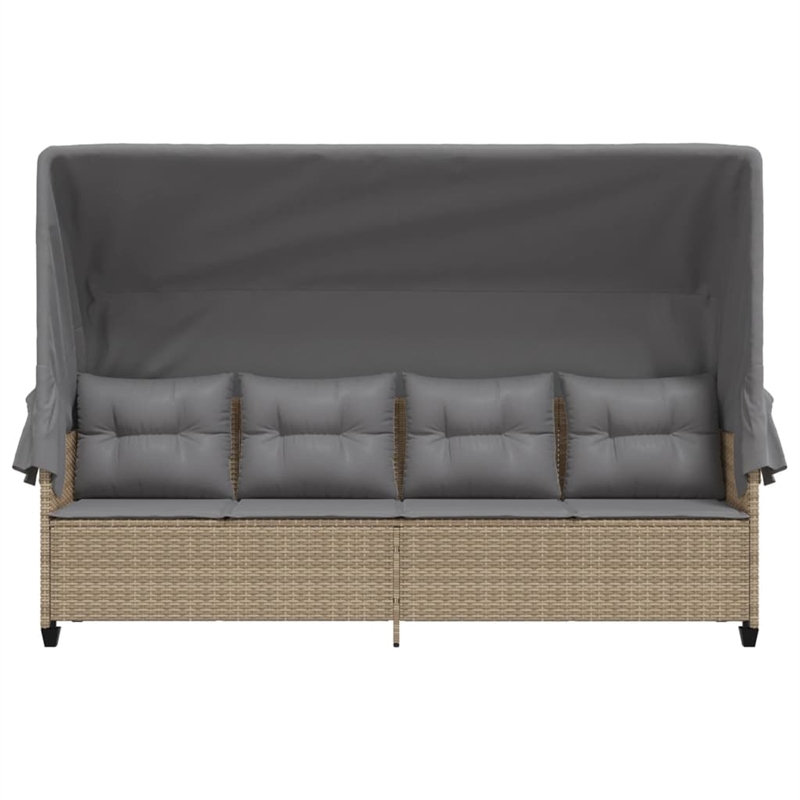 vidaXL Poly Rattan Large UV-Resistant Sun Lounger in Beige