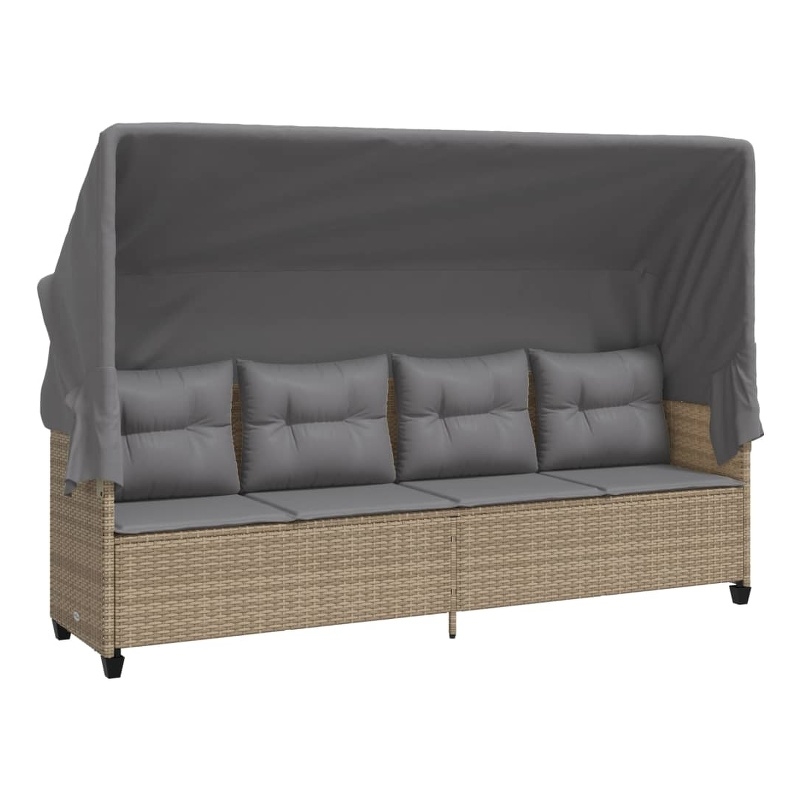 vidaXL Poly Rattan Large UV-Resistant Sun Lounger in Beige
