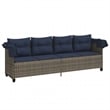 vidaXL PE Rattan Steel Polyester Large Sun Lounger in Gray