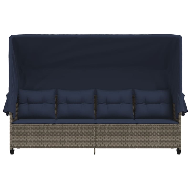 vidaXL PE Rattan Steel Polyester Large Sun Lounger in Gray