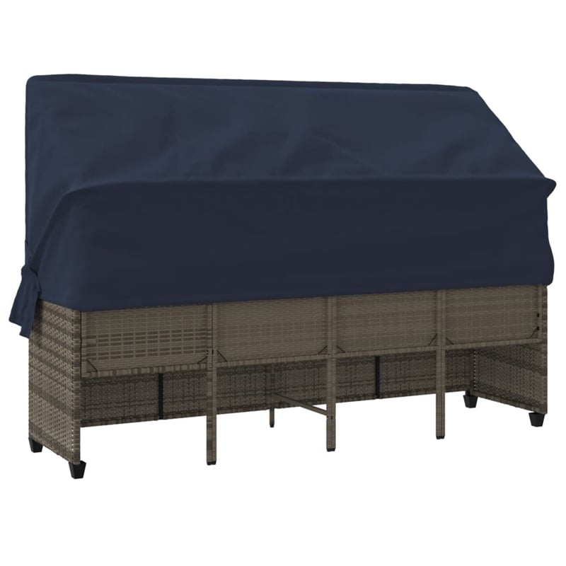 vidaXL PE Rattan Steel Polyester Large Sun Lounger in Gray