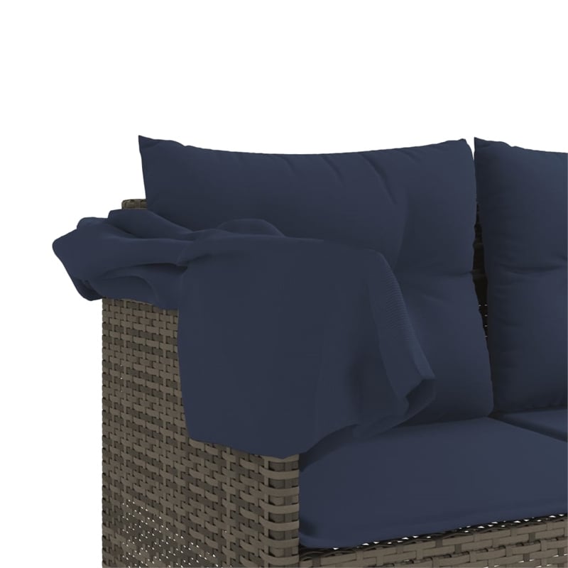 vidaXL PE Rattan Steel Polyester Large Sun Lounger in Gray