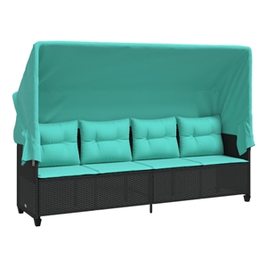 vidaXL PE Rattan Steel One Size Sun Lounger in Black