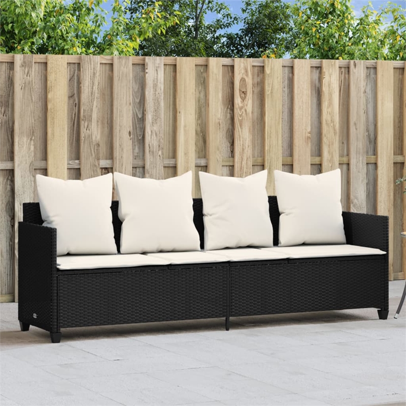 vidaXL PE Rattan 78.7x20.7in UV-Resistant Sun Lounger in Black