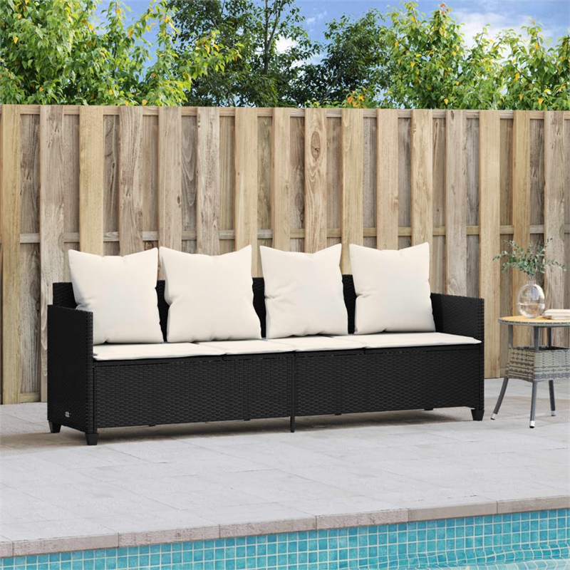 vidaXL PE Rattan 78.7x20.7in UV-Resistant Sun Lounger in Black