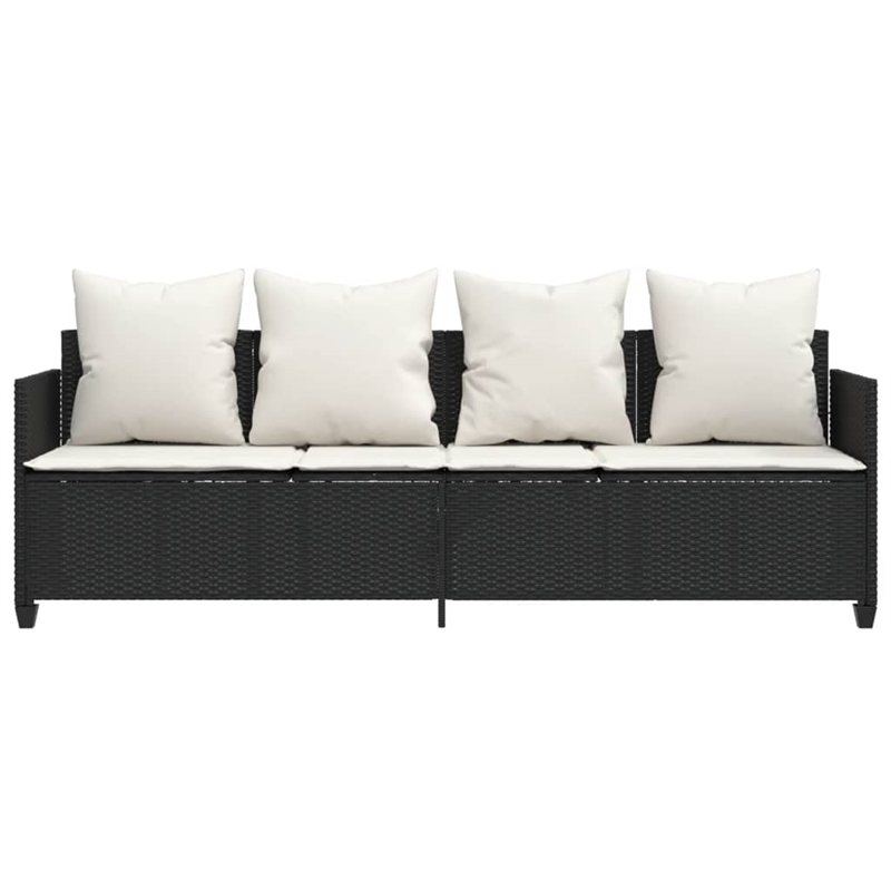 vidaXL PE Rattan 78.7x20.7in UV-Resistant Sun Lounger in Black