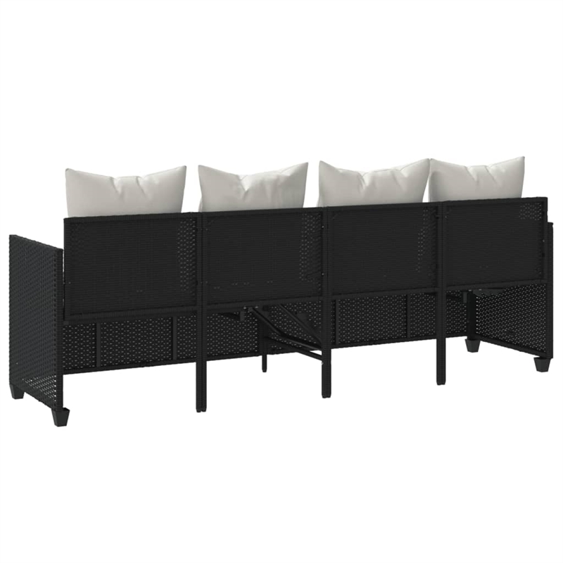 vidaXL PE Rattan 78.7x20.7in UV-Resistant Sun Lounger in Black