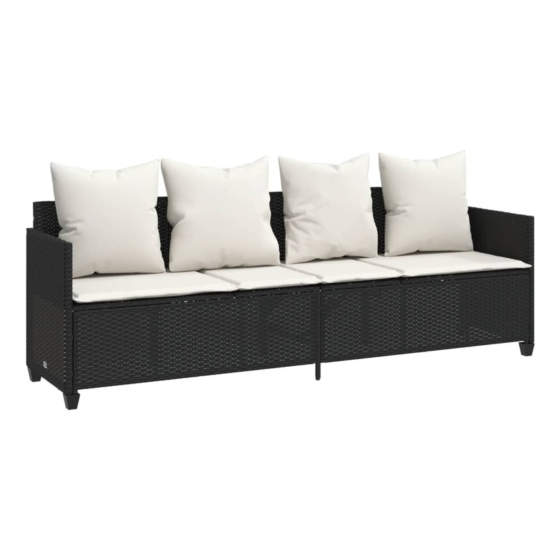 vidaXL PE Rattan 78.7x20.7in UV-Resistant Sun Lounger in Black