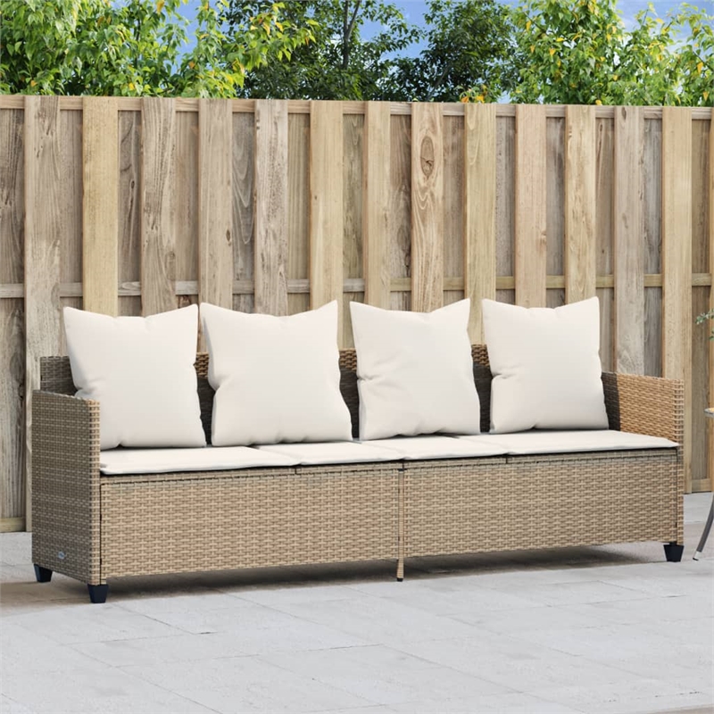 vidaXL PE Rattan Steel Sun Lounger in Beige
