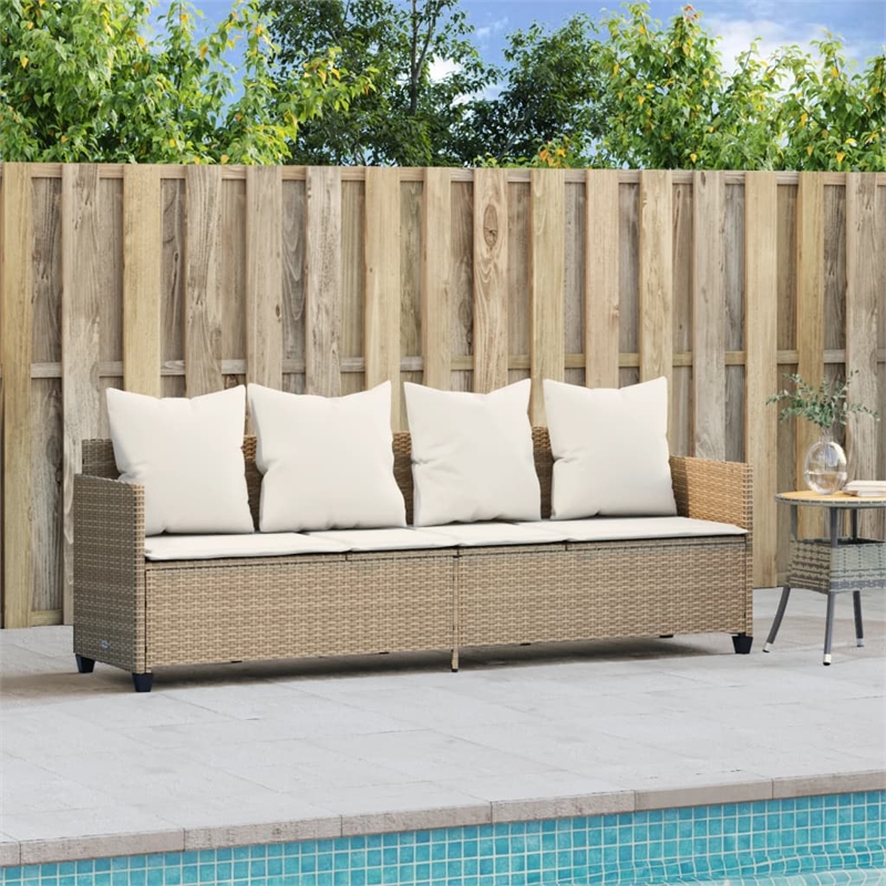 vidaXL PE Rattan Steel Sun Lounger in Beige