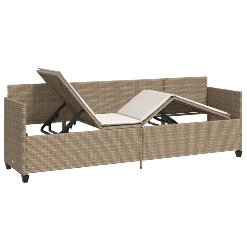 vidaXL PE Rattan Steel Sun Lounger in Beige
