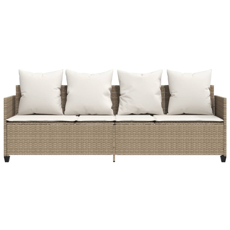 vidaXL PE Rattan Steel Sun Lounger in Beige