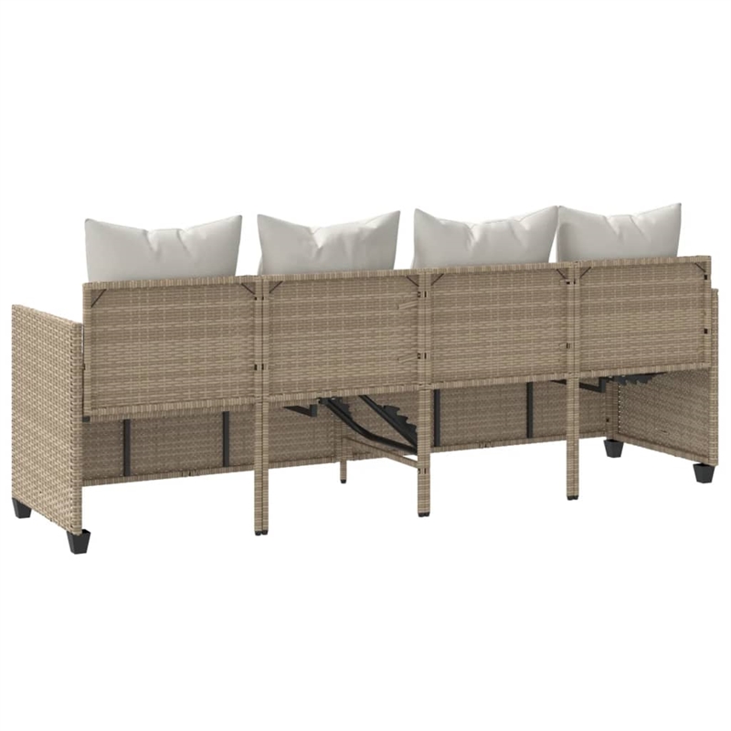 vidaXL PE Rattan Steel Sun Lounger in Beige